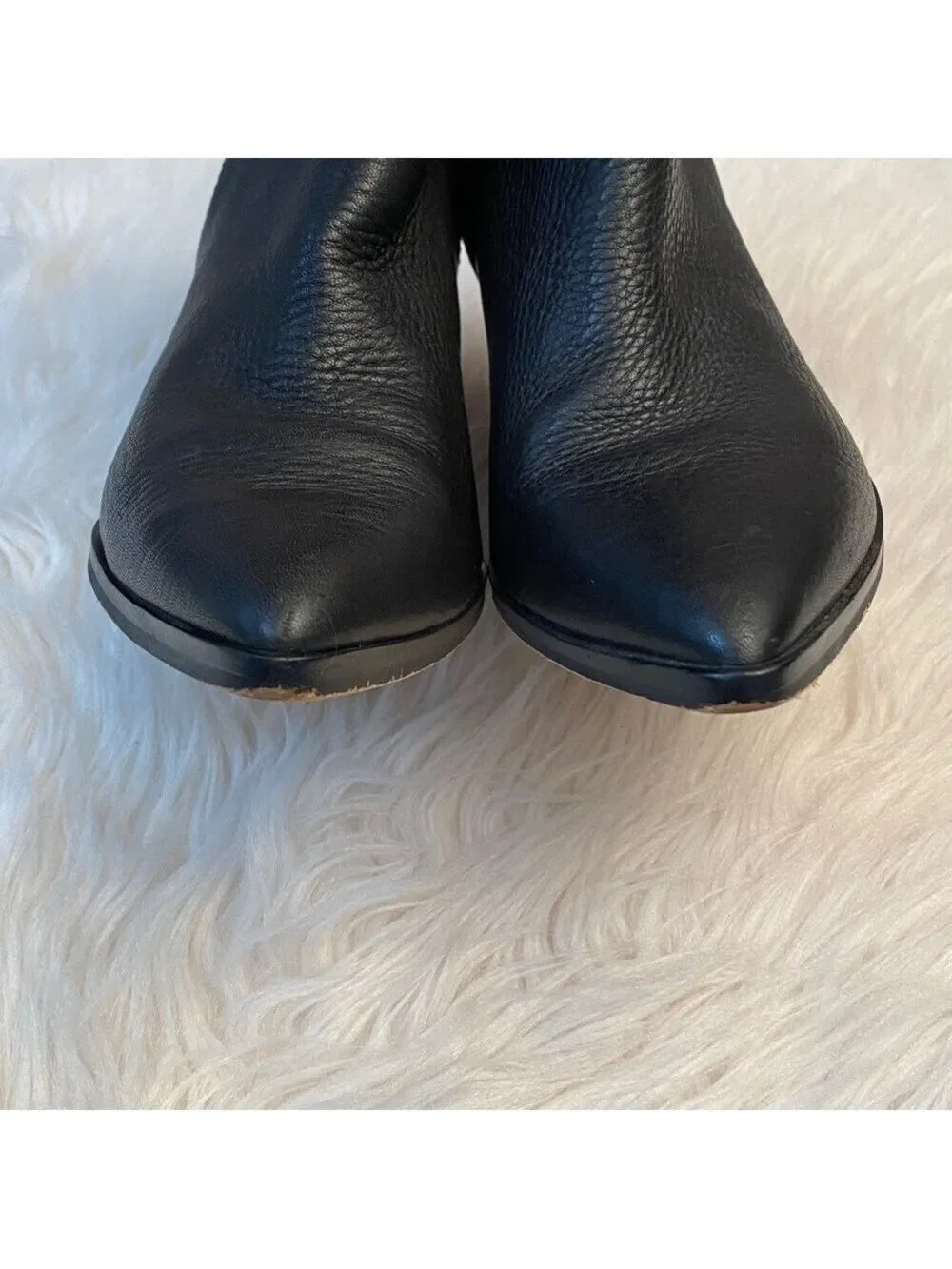 Dolce Vita Issa Black Leather Pointed-Toe Ankle Booties, Size 7.5